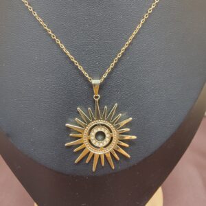 שרשרת שמש אלגנטית עם עין מרכזית – נירוסטה זהוב
